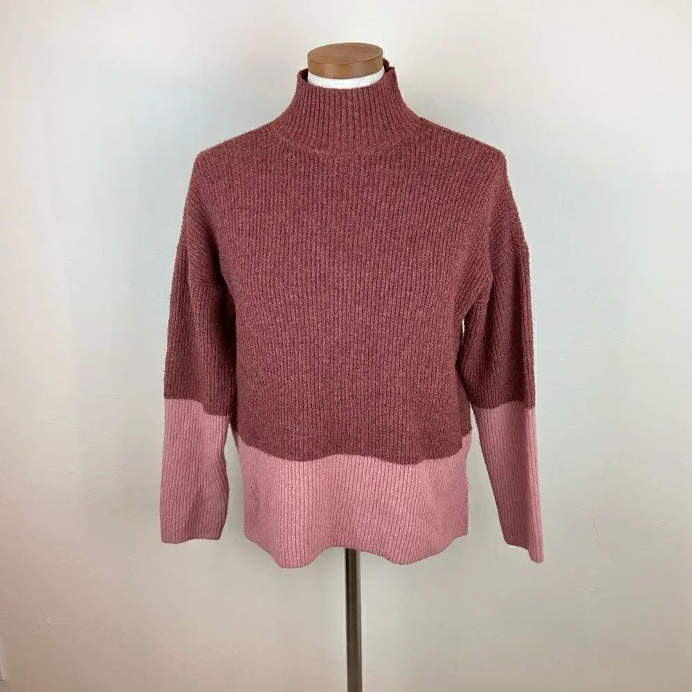 Olive + Oak Colorblock Mock-neck Sweater